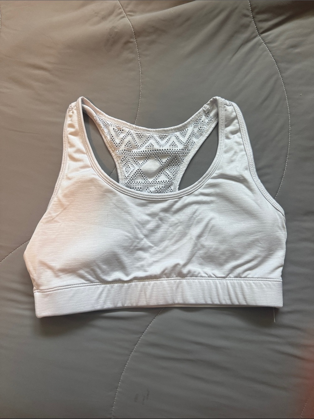 ZYIA White Lace-Back Sports Bra